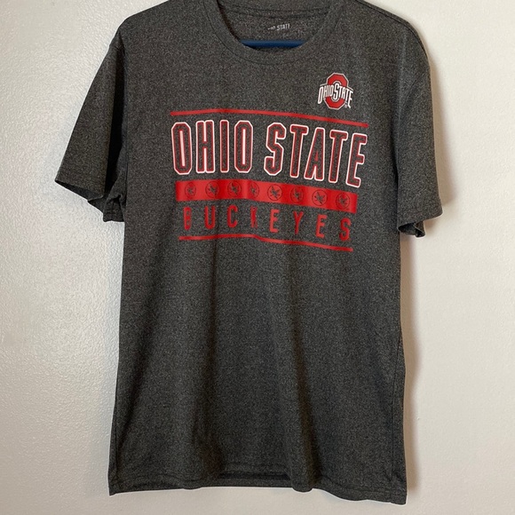 Men’s Ohio State buckeyes medium tee shirt gray and red football lightweight - Picture 1 of 3